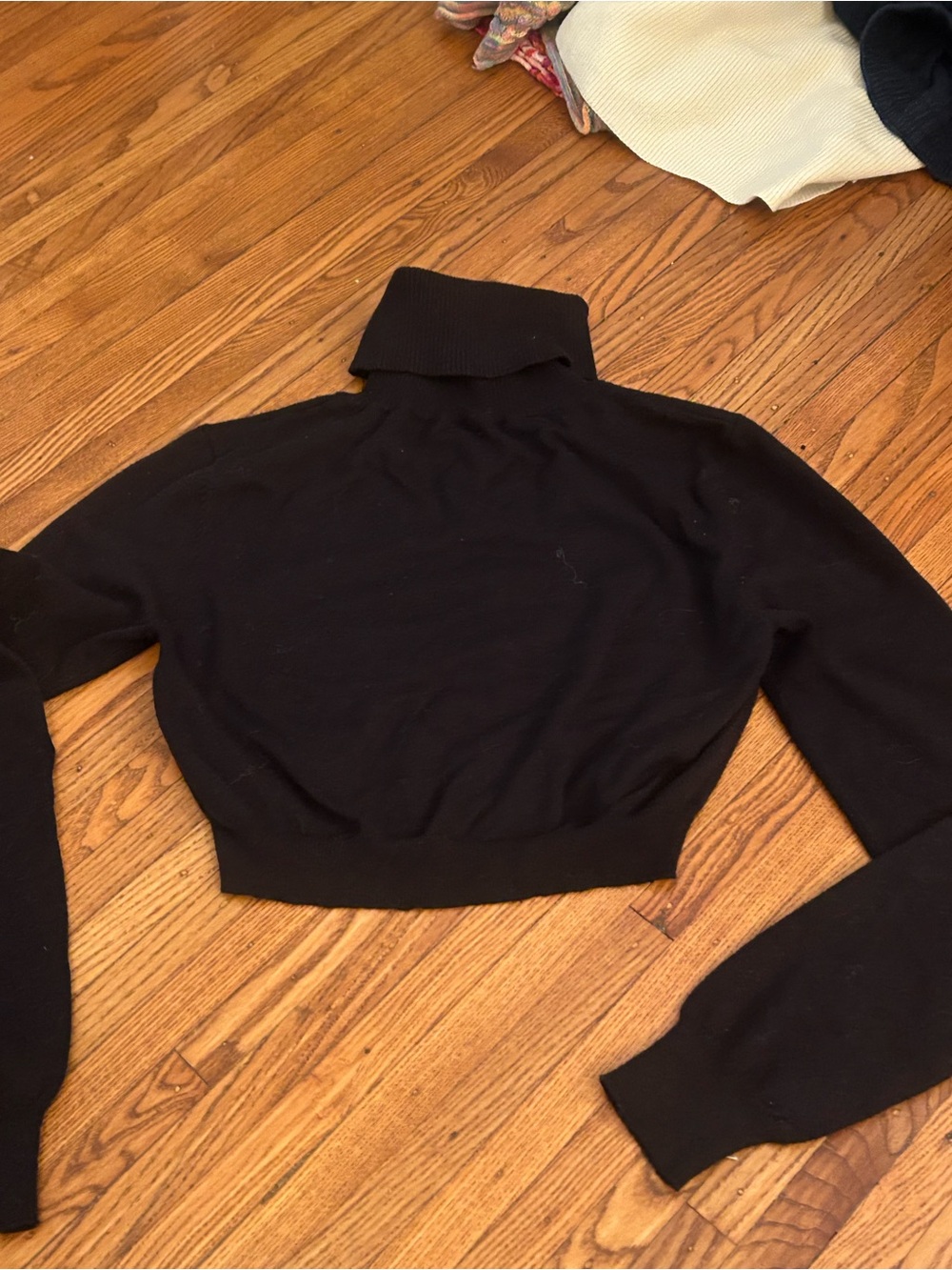 Black Turtleneck Cropped Women's Sweater